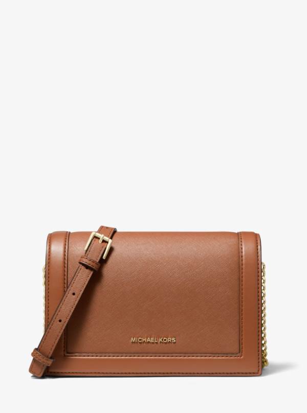 Damske Crossbody Kabelka Michael Kors Jet Set Large Saffiano Leather Hnede - Kabelky Michael Kors Nejlevnejsi | NVCGS-1360